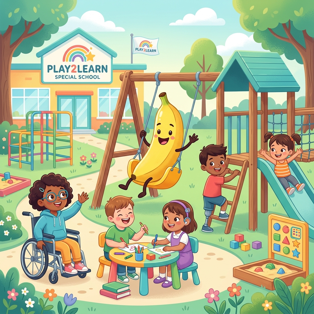 Play2Learn Centre for Rehabilitation inclusive play and learning illustration with nano banana